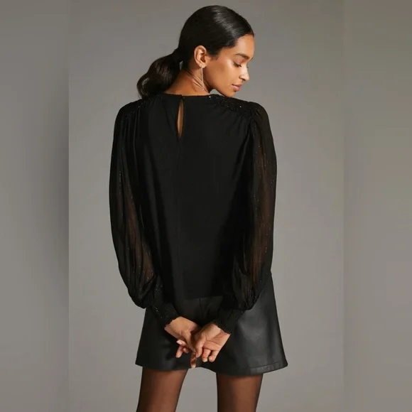 ✨ Anthropologie Sequin Embellished Blouse Sz XS - Picture 4 of 6